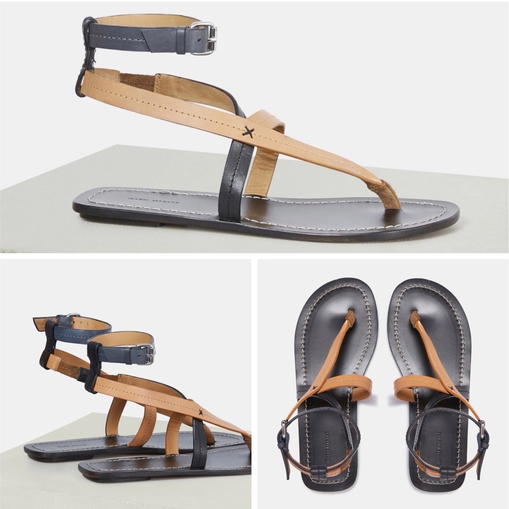 ISABEL MARANT Jookee Strappy Flat Leather Sandals